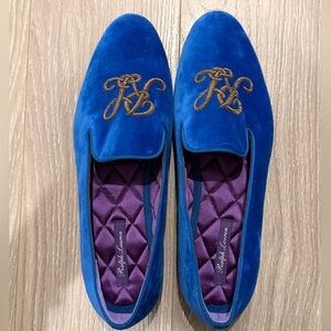 Ralph Lauren Collection Women's Royal Blue Velvet Slippers EU38 US8 NEVER WORN